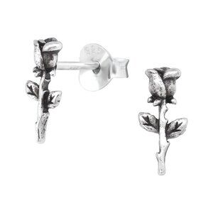 Sterling Silver Tiny Rose Stud Earrings